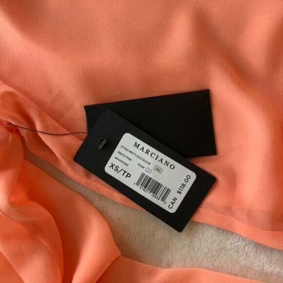 Marciano Sitting Pretty Solid Sheer Chiffon Blouse in Peach Pink - Extra Small - Picture 6 of 7